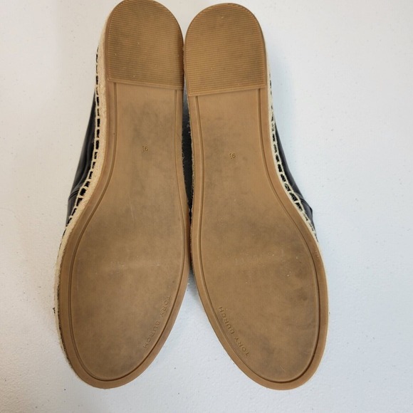 Tory Burch US Nappa Leather Espadrille Flat Shoes Navy Blue Travel SEE SIZE NOTE - Picture 10 of 13